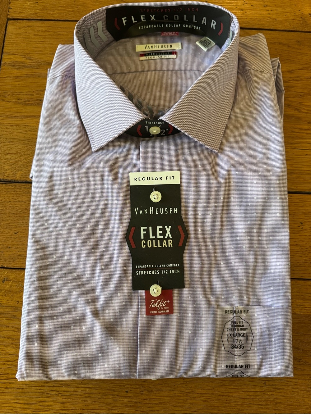 Van Heusen Men's Flex Collar Dress Shirt - Light Purple, size XL